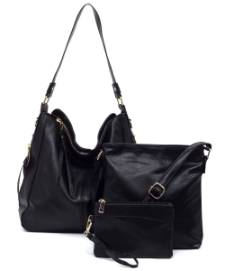 Fashion Side Zipper 3-in-1 Shoulder Bag Set PH301 BLACK